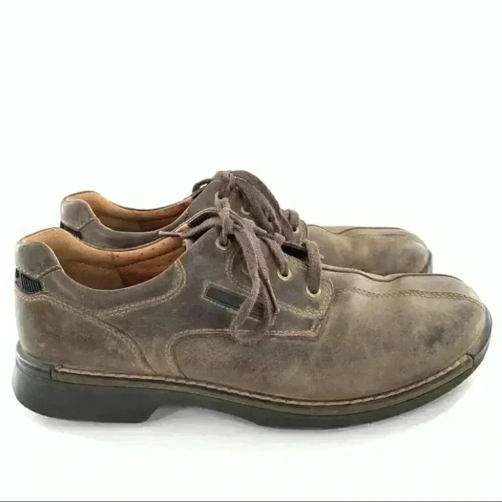 Ecco mens Oxfords size 45 11.5 brown leather lace up comfort orthopedic walking